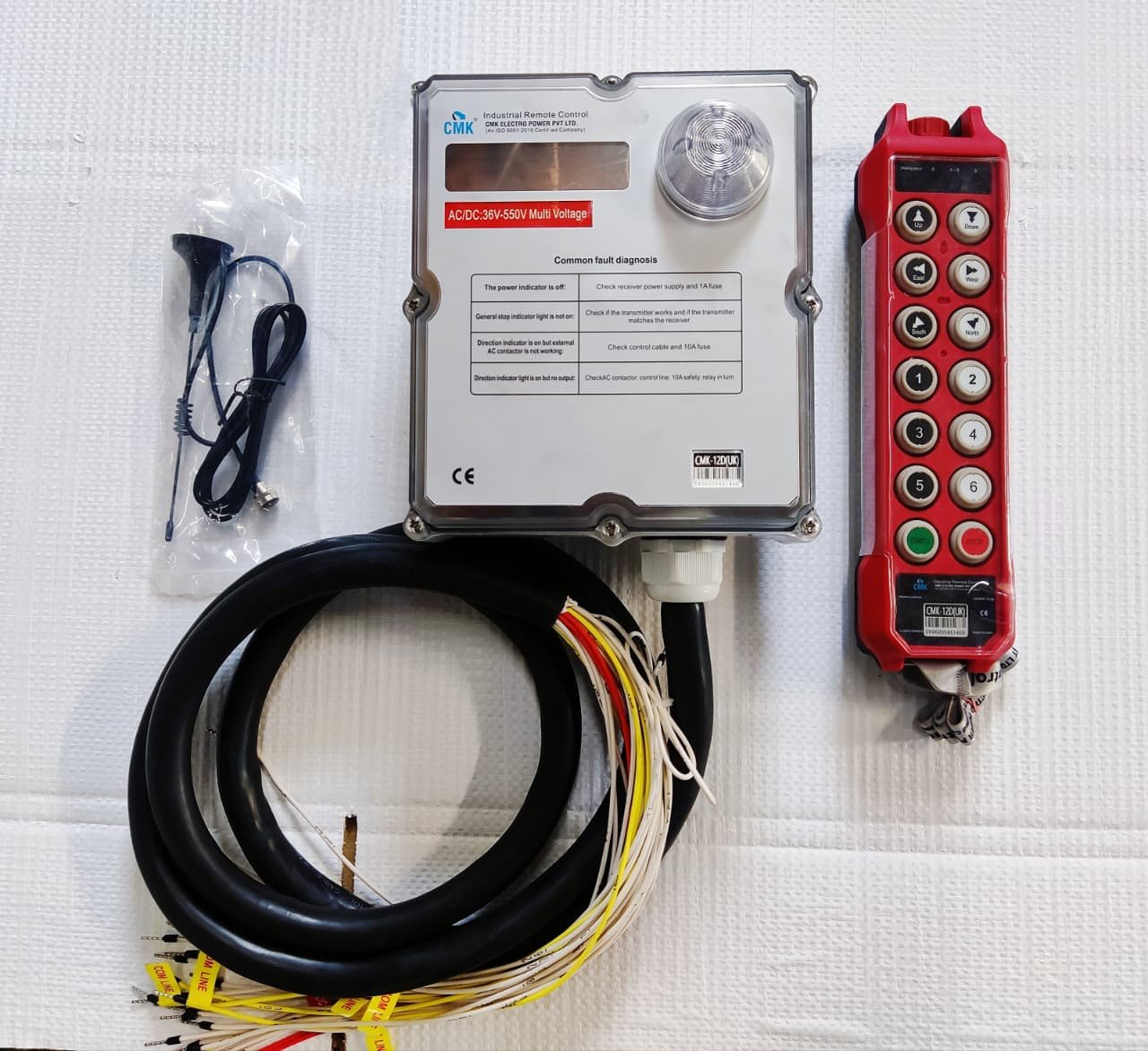Wireless Radio Remote, 12 Double speed+1 off mushroom+1 on, IP-65, 100 Mtr, AC/DC With Lock & Key